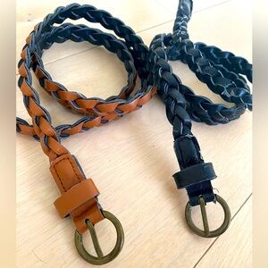 2 vegan leather braided belts for $20 (Brown & Black)